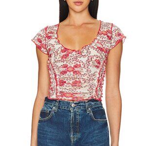NWT Free People Oh My Baby Tee Cottagecore Floral Top Size S